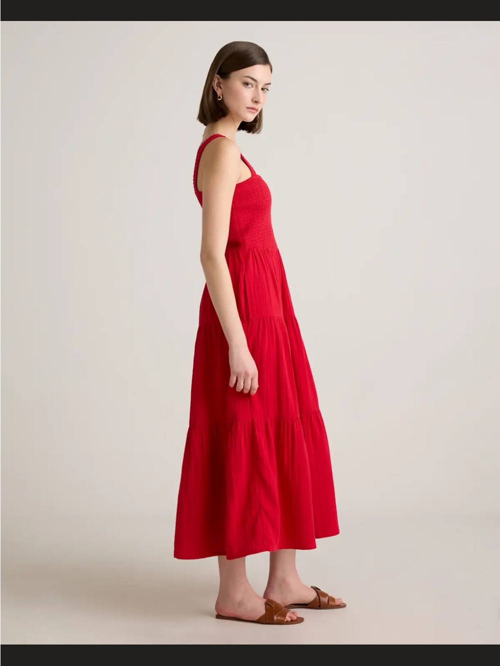 QUINCE• 100% cotton red gauze dress - Picture 2 of 9